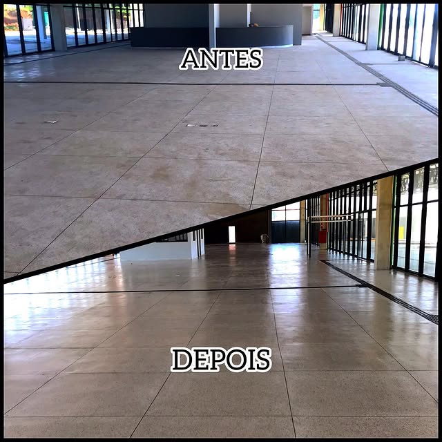 Aplicação artesanal de piso de granilite pela equipe JBF